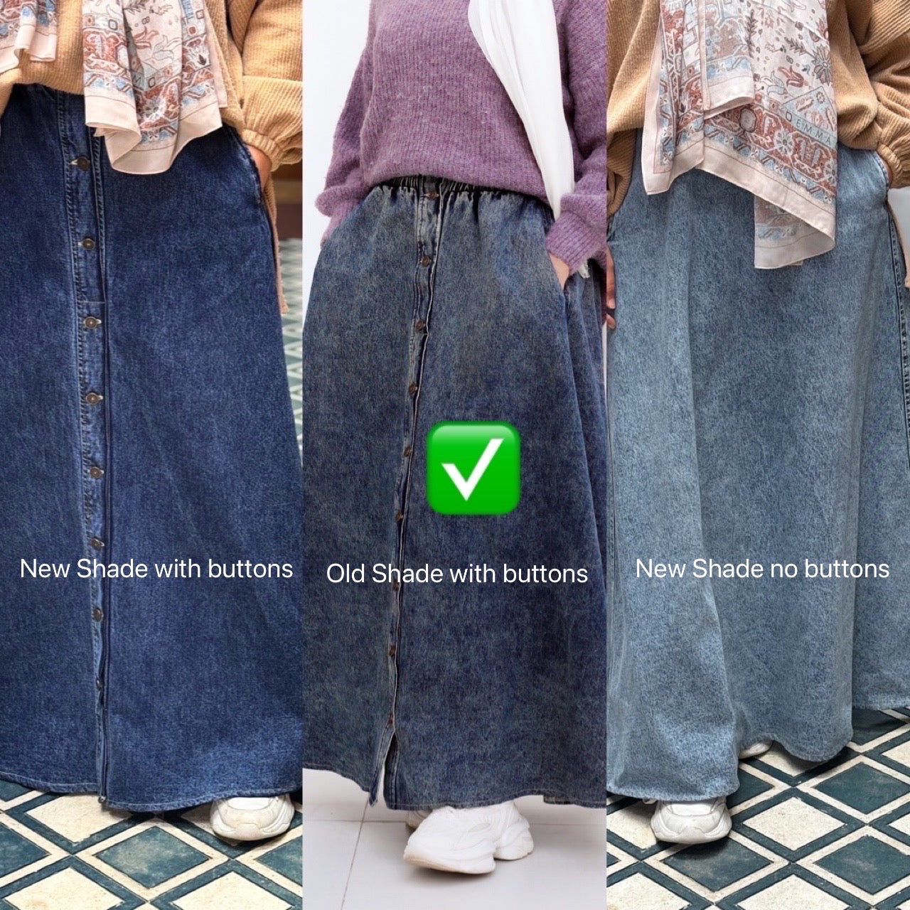 ( Big Size ) Premium Denim Skirt with buttons
