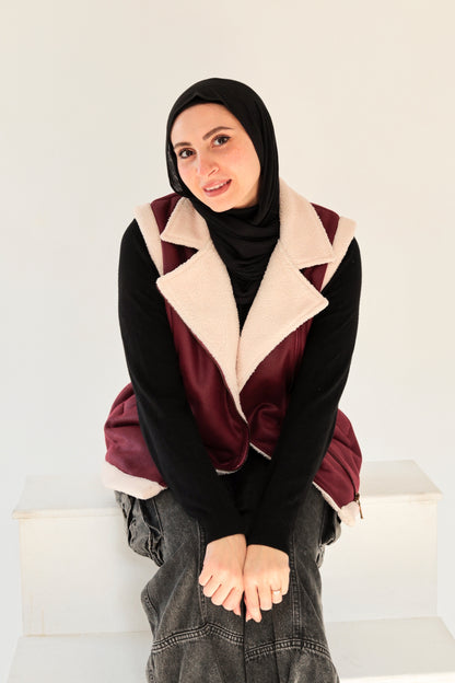 Leather Vest with Fur