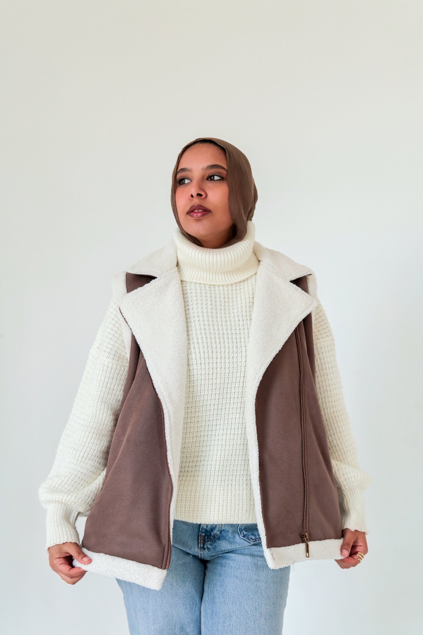 Leather Vest with Fur