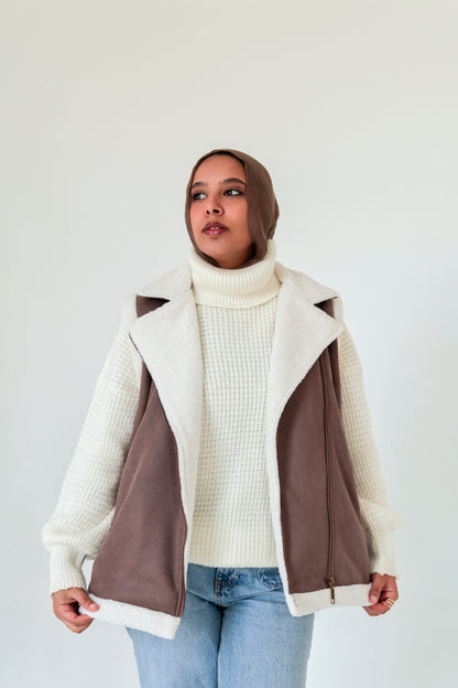 Leather Vest with Fur