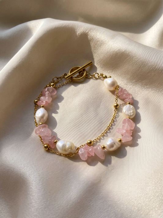 Pearls and Rose Quartz Bracelet