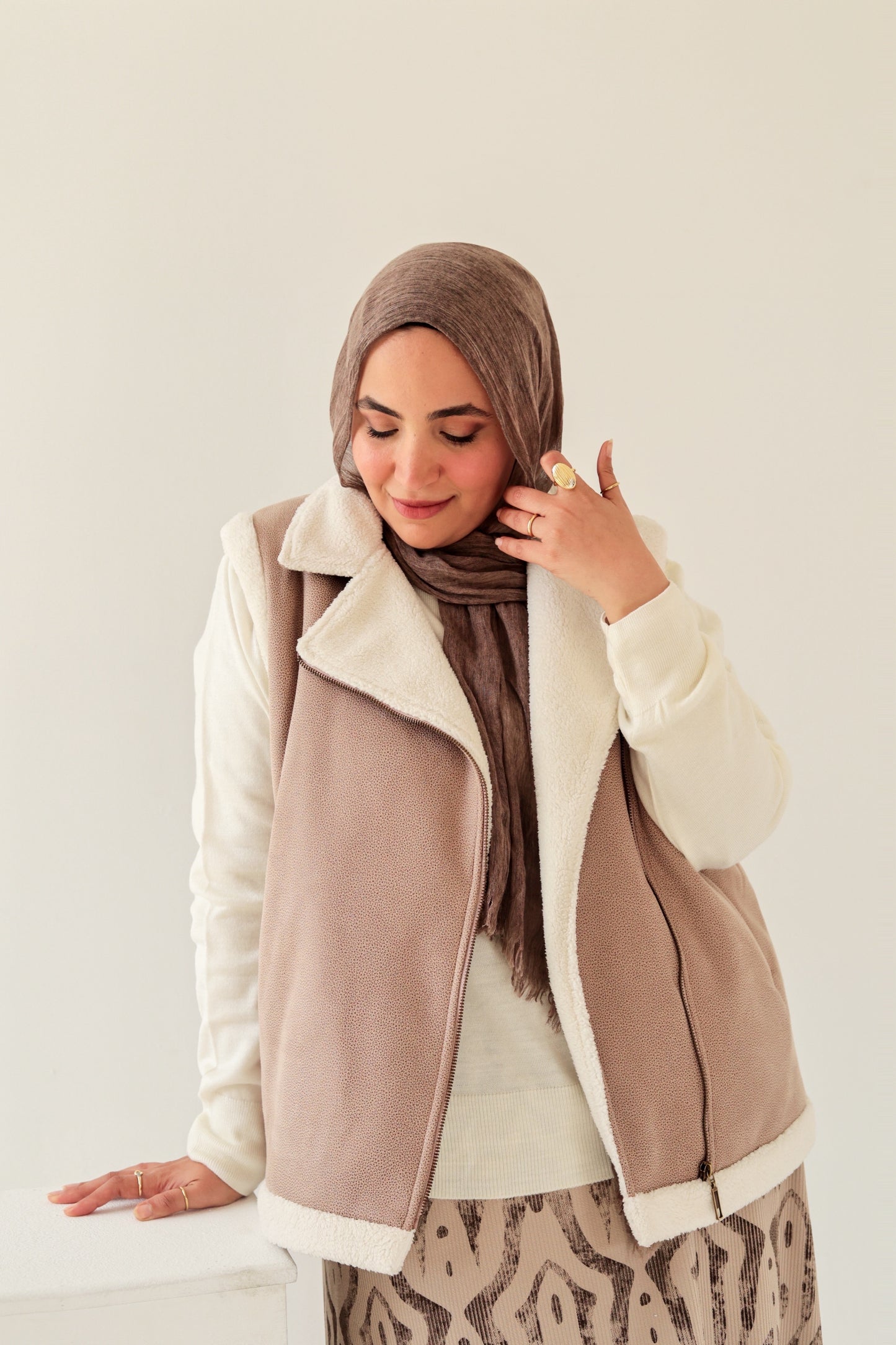 Leather Vest with Fur