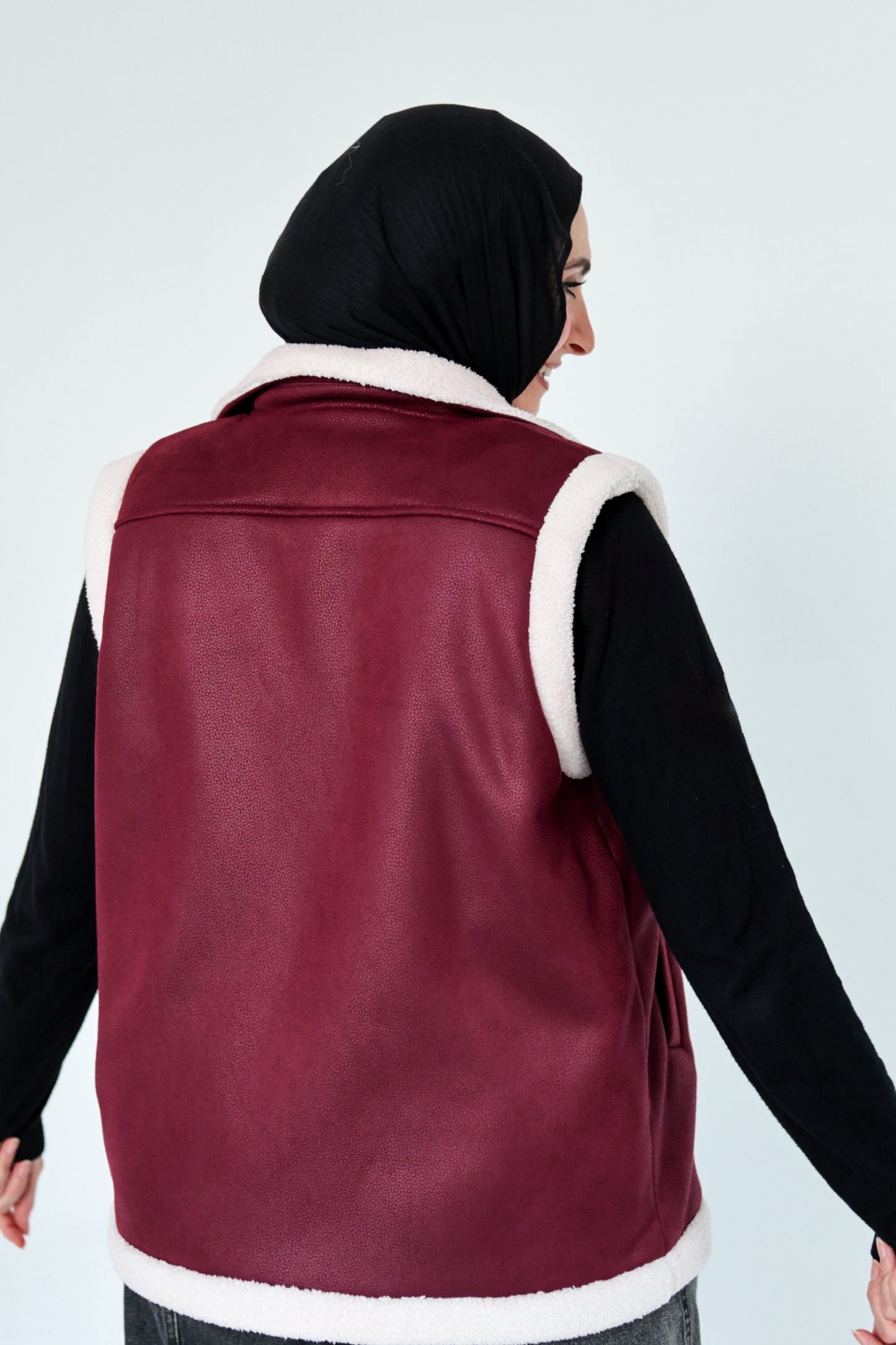 Leather Vest with Fur