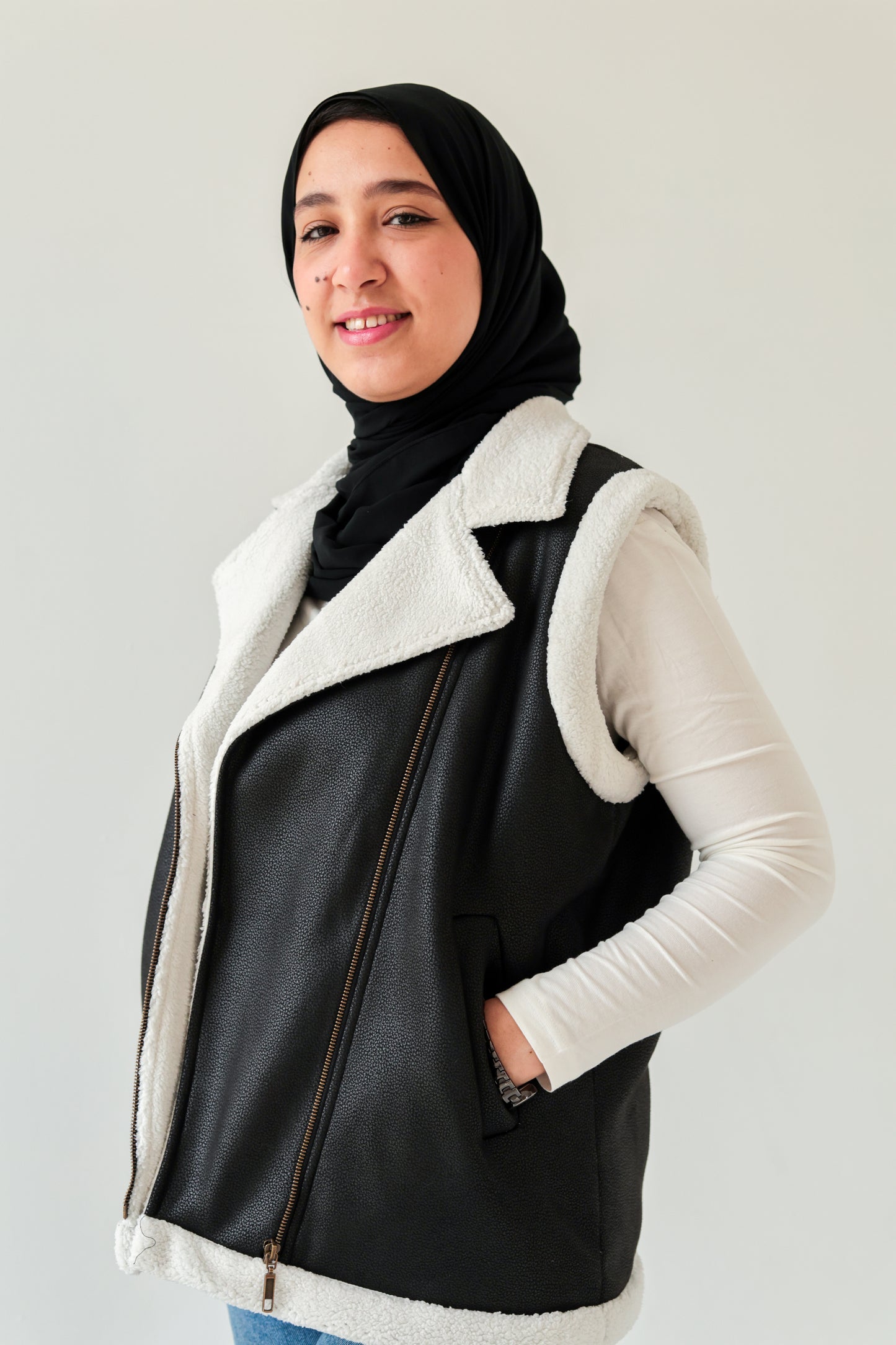 Leather Vest with Fur