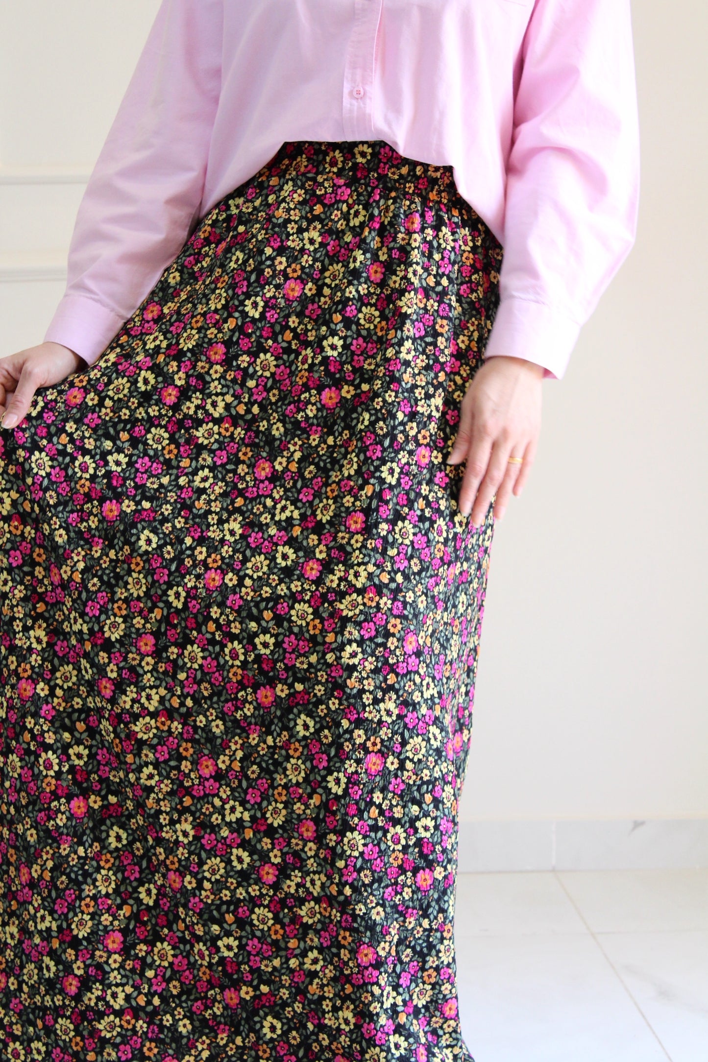 Floral Skirt - Black