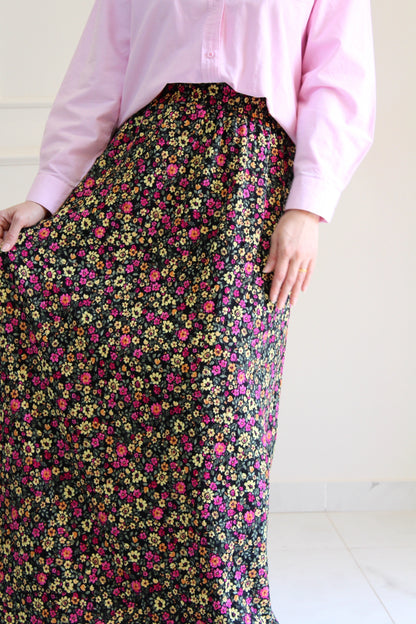 Floral Skirt - Black