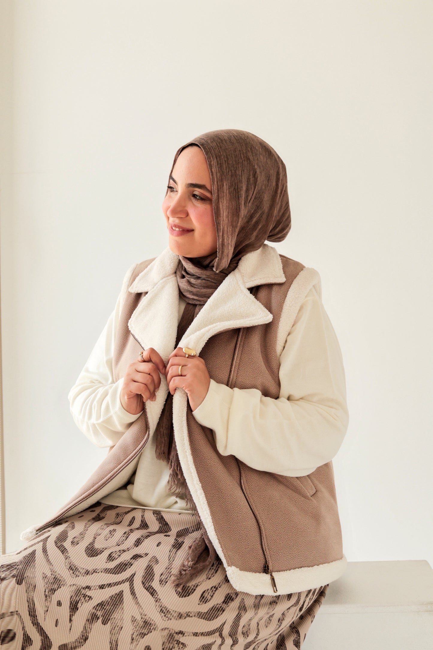 Leather Vest with Fur