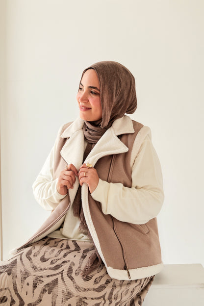 Leather Vest with Fur