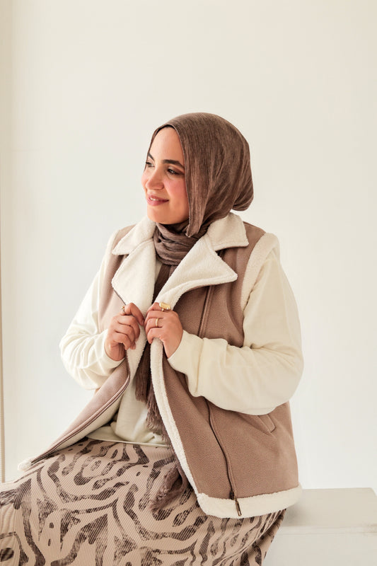 Leather Vest with Fur