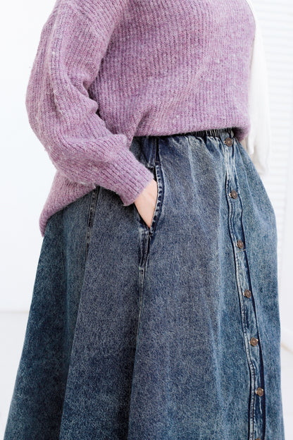 ( Big Size ) Premium Denim Skirt with buttons