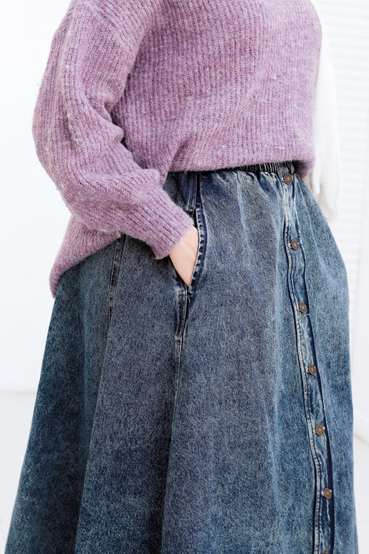 ( Big Size ) Premium Denim Skirt with buttons