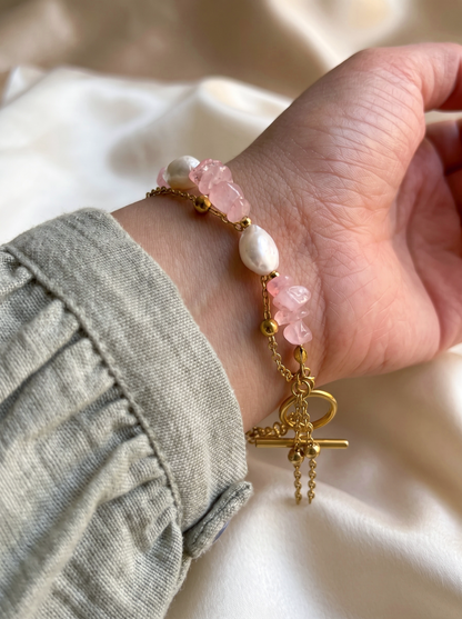 Pearls and Rose Quartz Bracelet