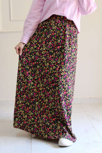 Floral Skirt - Black