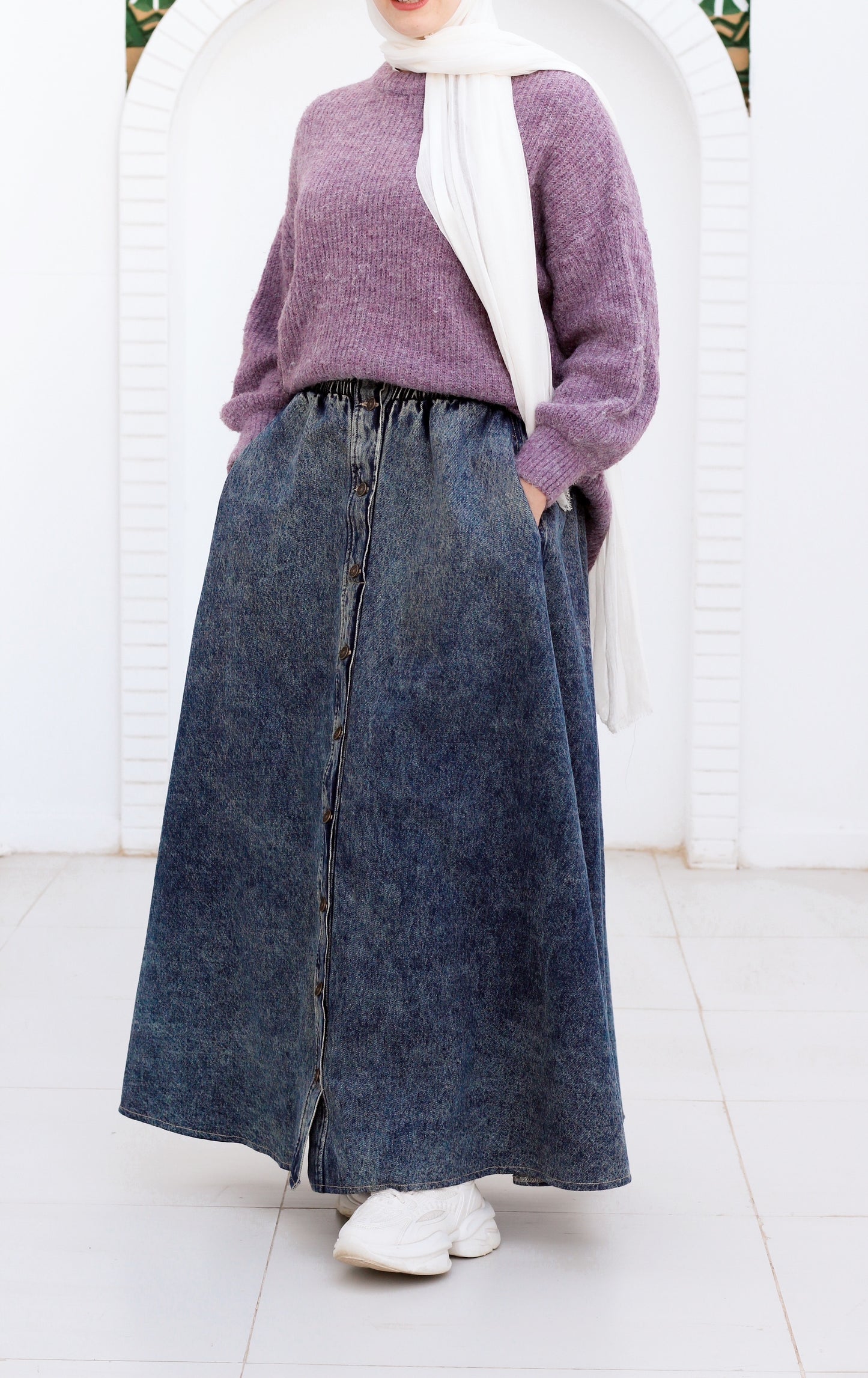 ( Big Size ) Premium Denim Skirt with buttons