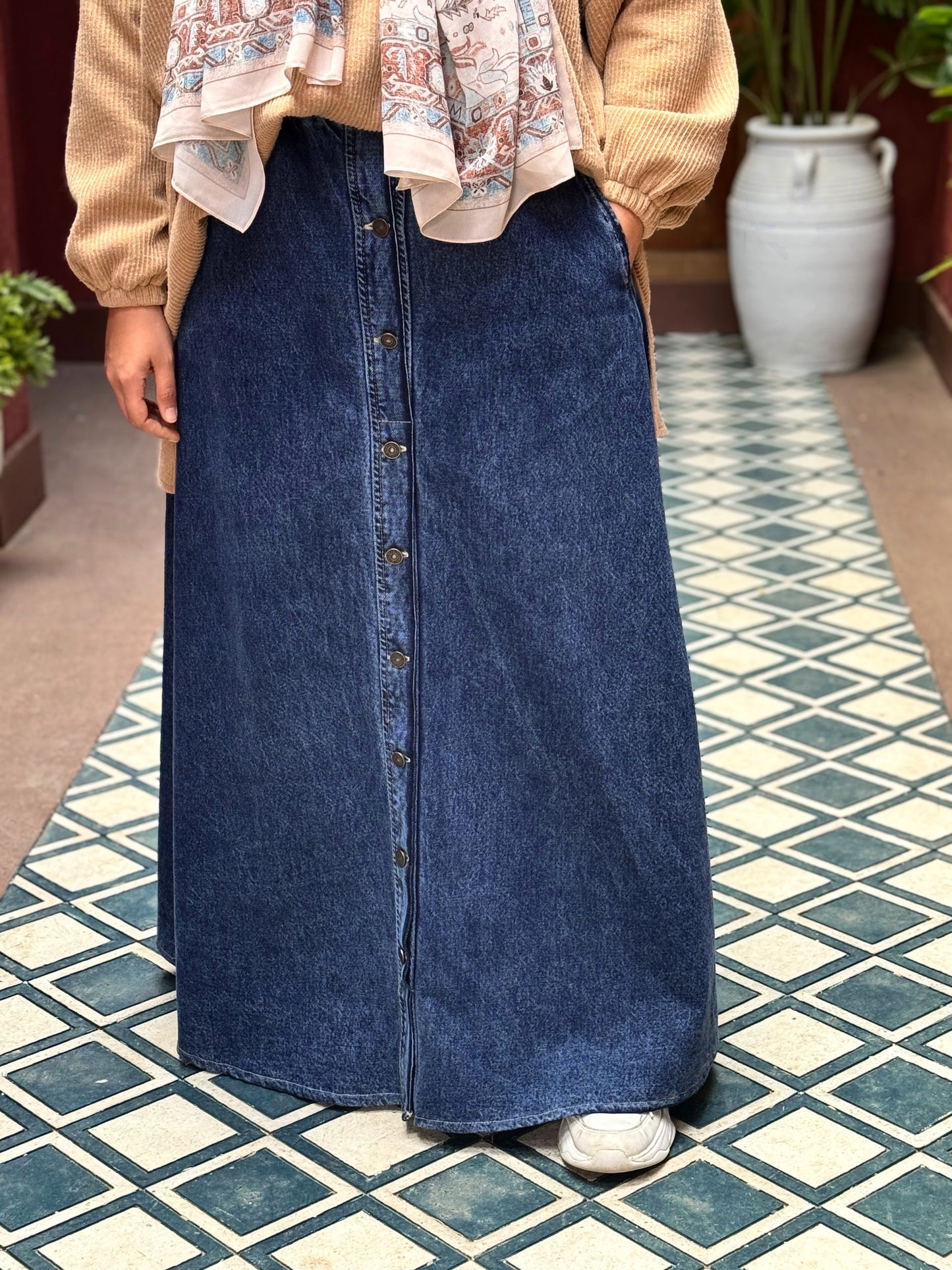 Premium Denim Skirt with buttons