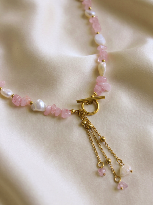 Pearls and Rose Quartz Necklace