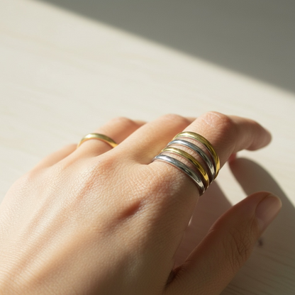 Lines Stainless Steel Ring